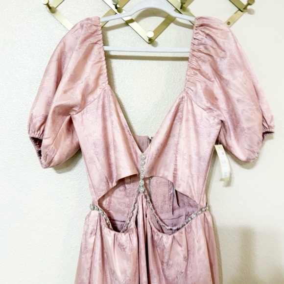 NWT V. Chapman The Emma Dress In Light Pink Windsor Brocade Floral Rhinestone 10 - Picture 11 of 13